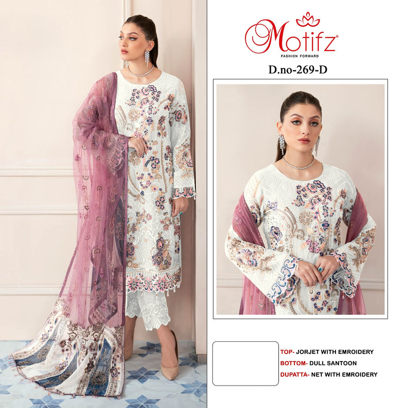 Motifz Dno 269 Georgette With Embrodered Work Pakistani Suit