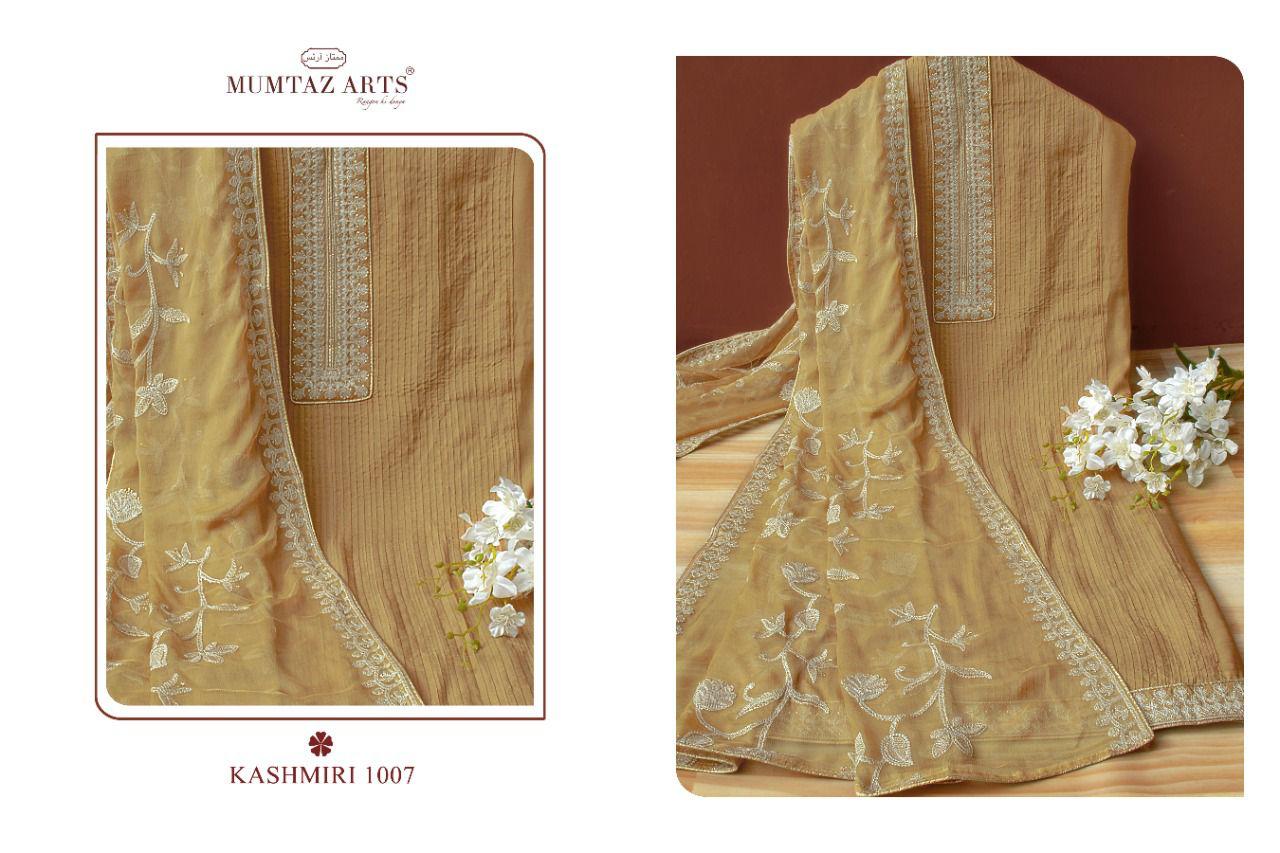 Mumtaz Arts Kashmiri Viscose Muslin Dyed With Pleates Work Salwar Suit