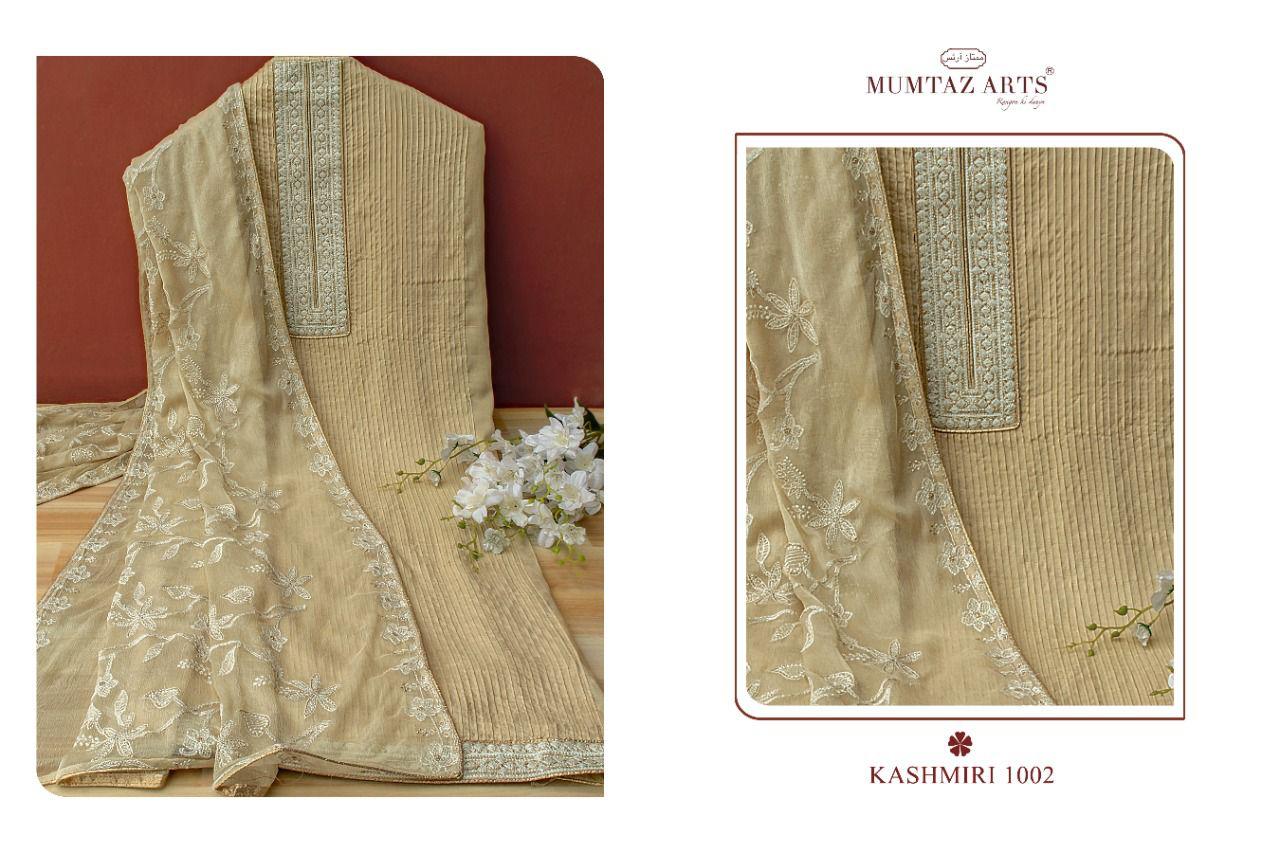 Mumtaz Arts Kashmiri Viscose Muslin Dyed With Pleates Work Salwar Suit