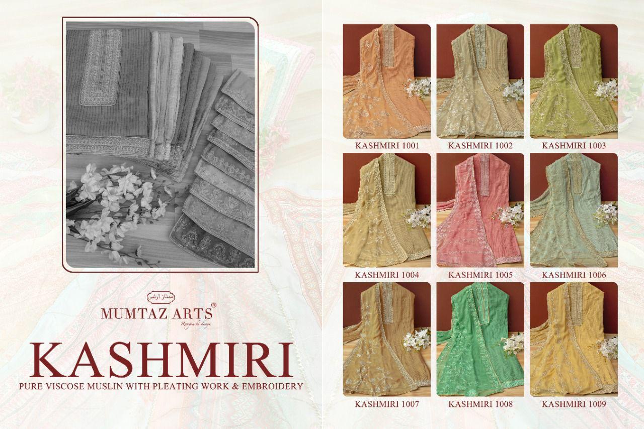 Mumtaz Arts Kashmiri Viscose Muslin Dyed With Pleates Work Salwar Suit