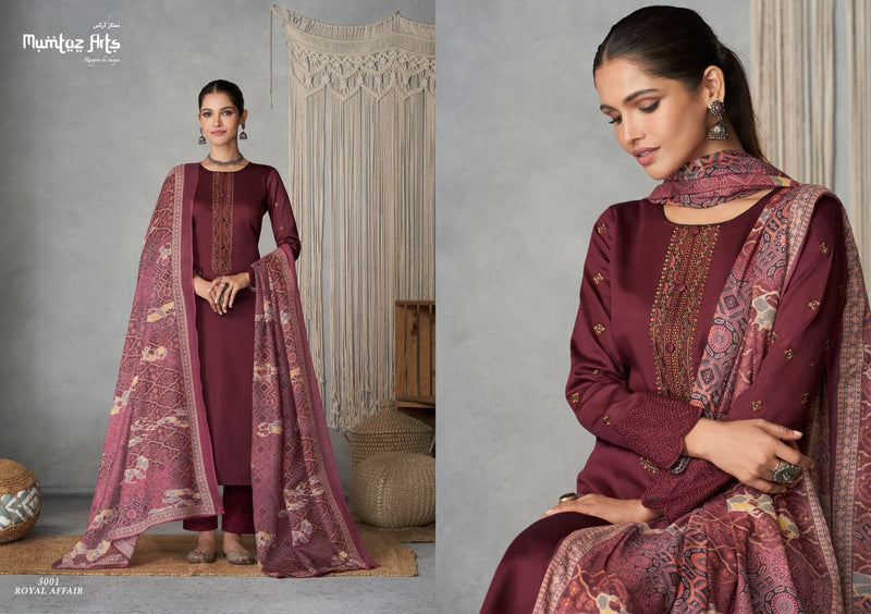 Mumtaz Arts Royal Affair Pure Jam Satin With Neck Embroidery Work Salwar Suit