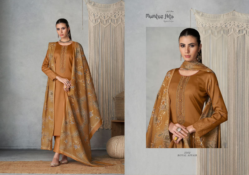 Mumtaz Arts Royal Affair Pure Jam Satin With Neck Embroidery Work Salwar Suit