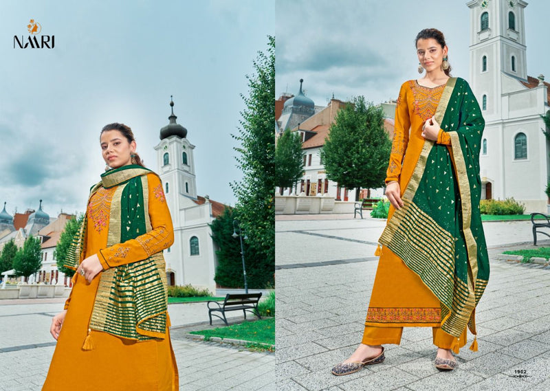 Naari Taksh Parampara Silk stylish barik stich work with fancy dupatta Salwar Suits