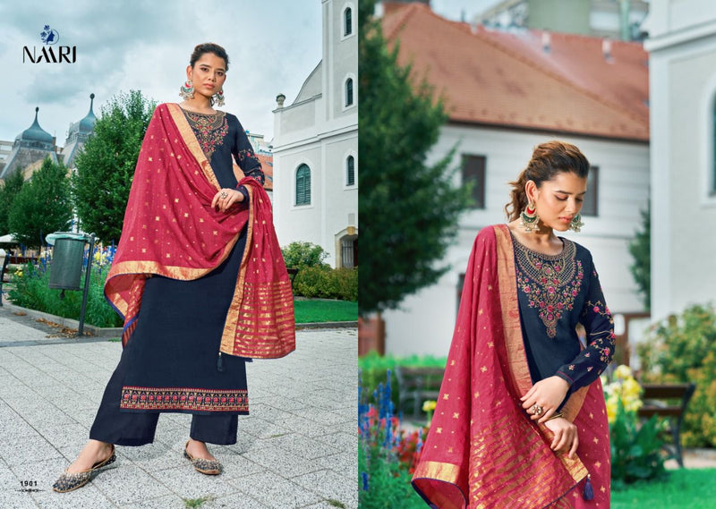 Naari Taksh Parampara Silk stylish barik stich work with fancy dupatta Salwar Suits