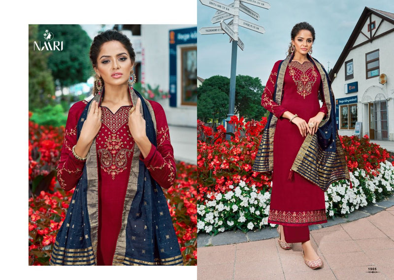 Naari Taksh Parampara Silk stylish barik stich work with fancy dupatta Salwar Suits