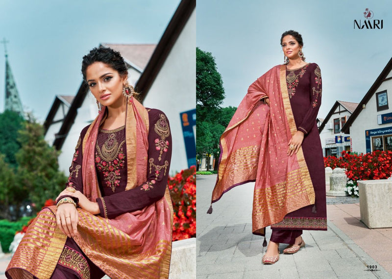 Naari Taksh Parampara Silk stylish barik stich work with fancy dupatta Salwar Suits