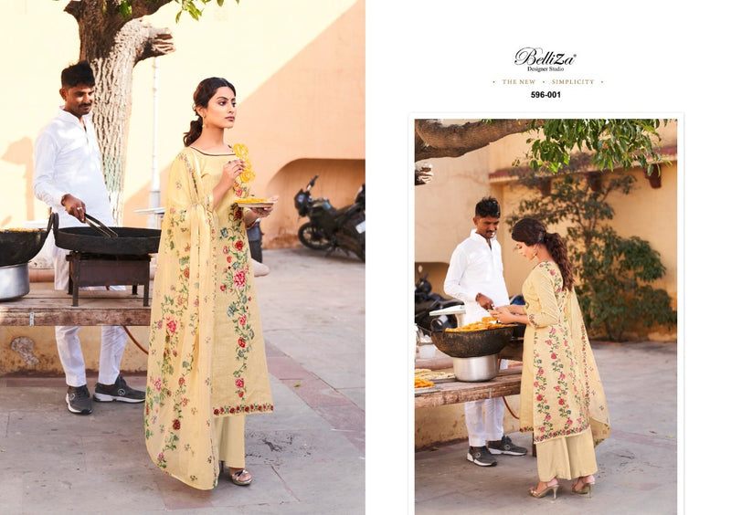 Belliza Designer Studio Namika Cotton Linen Festive Wear Salwar Suits With Digital Print