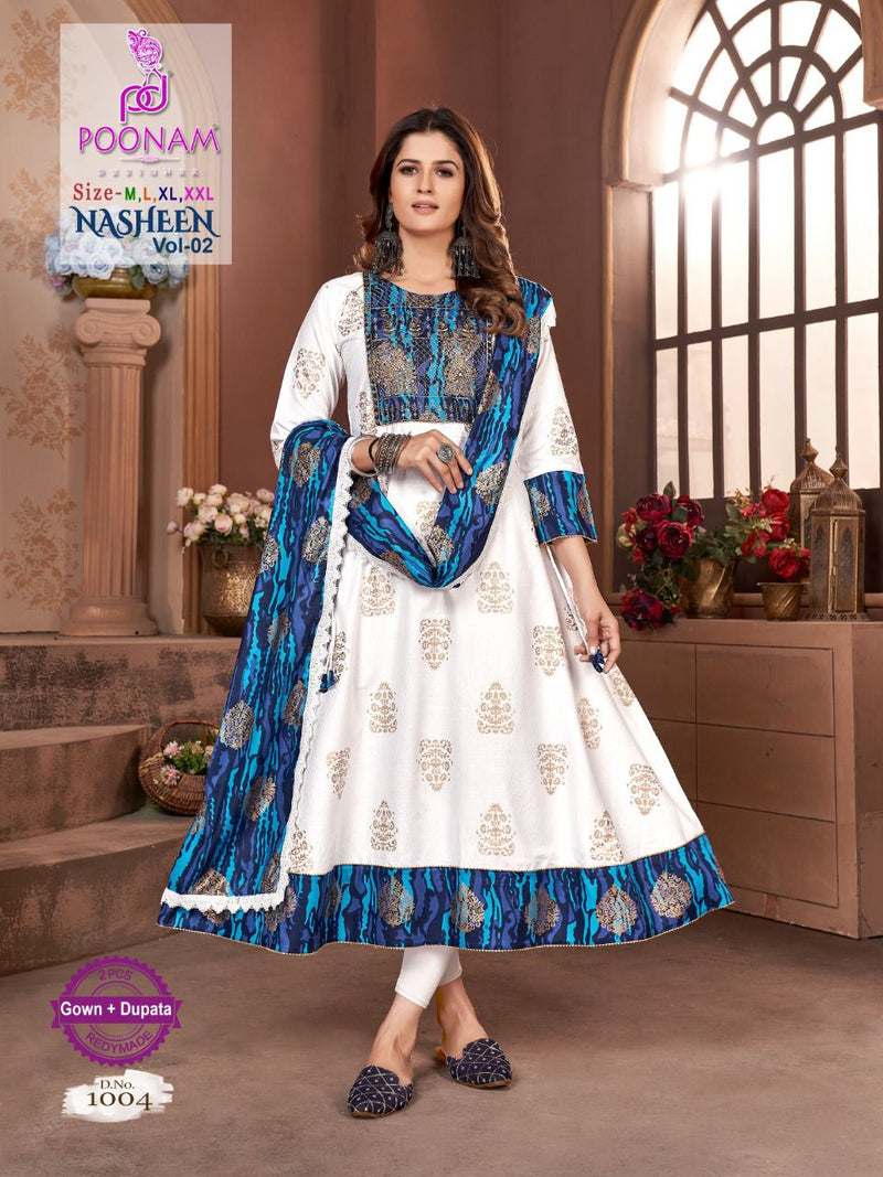 Poonam Nasheen Vol 2 Rayon With Printed Work Stylish Designer Party Wear Fancy Kurti