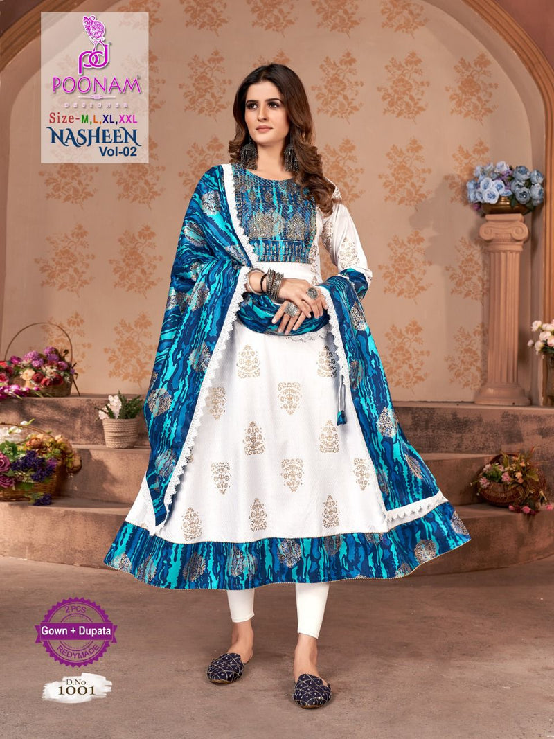 Poonam Nasheen Vol 2 Rayon With Printed Work Stylish Designer Party Wear Fancy Kurti