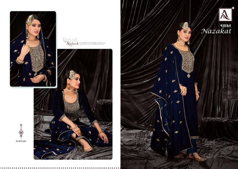 Alok Suit Nazakat Velvet With Heavy Embroidery Work Stylish Designer Party Wear Fancy Salwar Kameez