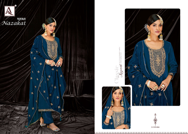 Alok Suit Nazakat Velvet With Heavy Embroidery Work Stylish Designer Party Wear Fancy Salwar Kameez