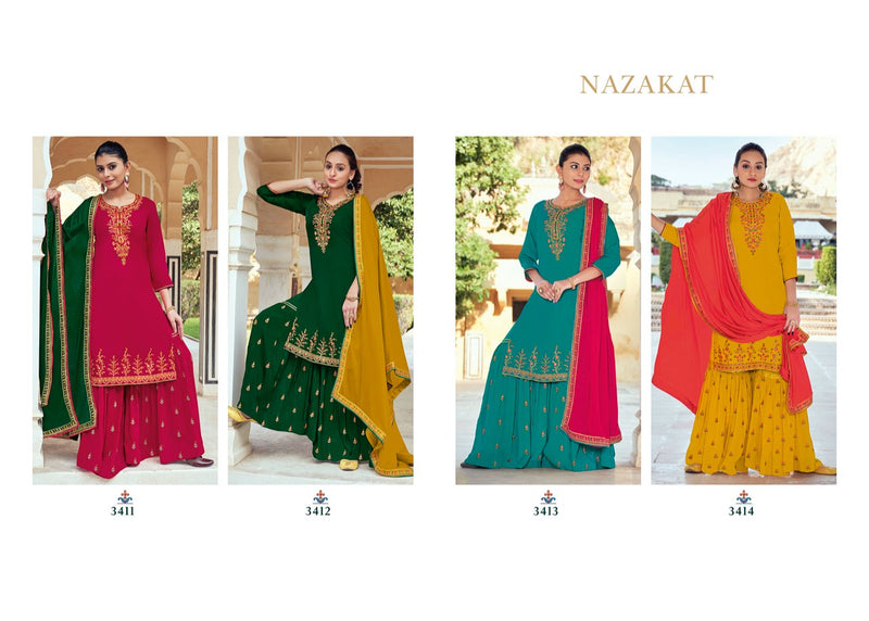 Rangoon Nazakat Upada Silk Occasional Wear Kurtis With Sharara Bottom & Dupatta