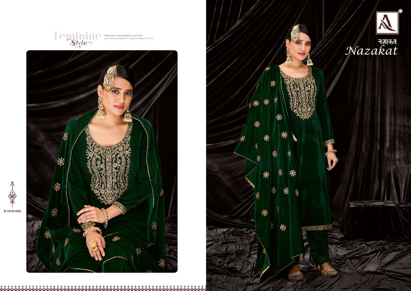 Alok Suit Nazakat Velvet With Heavy Embroidery Work Stylish Designer Party Wear Fancy Salwar Kameez