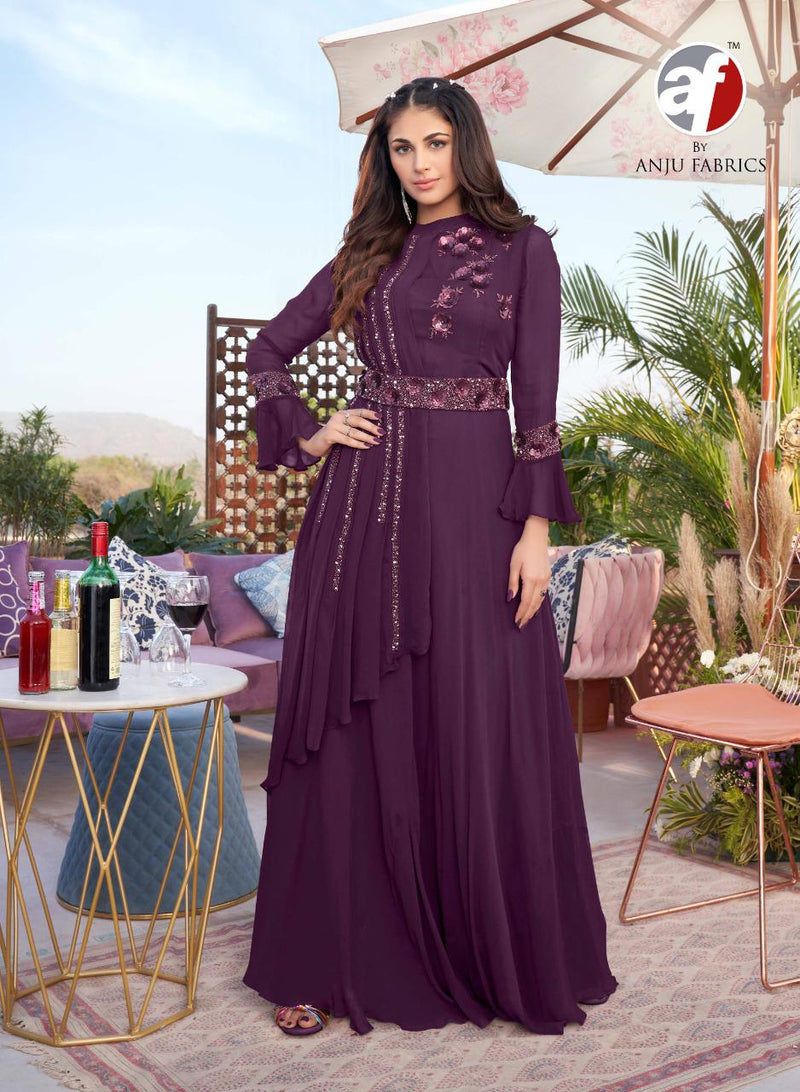 Anju Fabs Zulfat Georgette Beautiful Designer & Attractive Look With Heavy Embroidery Work Fancy Long Gown