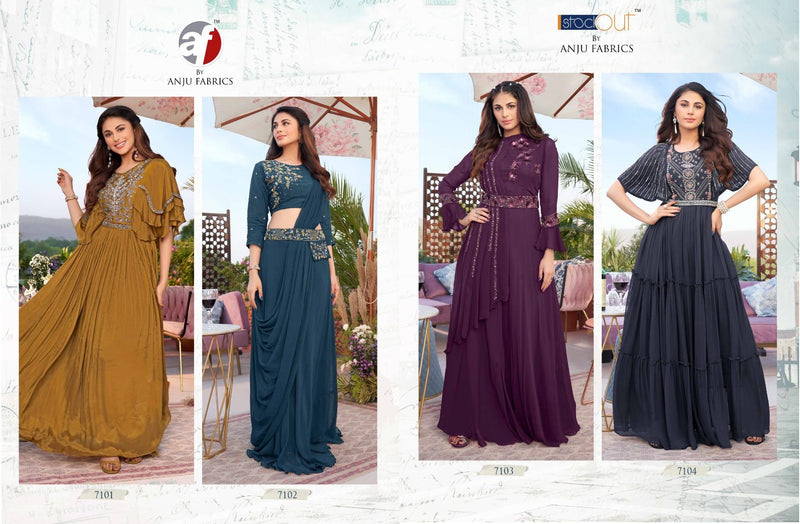 Anju Fabs Zulfat Georgette Beautiful Designer & Attractive Look With Heavy Embroidery Work Fancy Long Gown