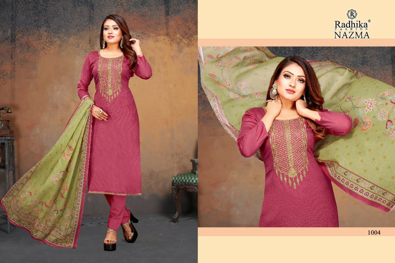 Radhika Fashion Nazma Jam Cotton With Printed Work Stylish Designer Casual Look Fancy Salwar Suit