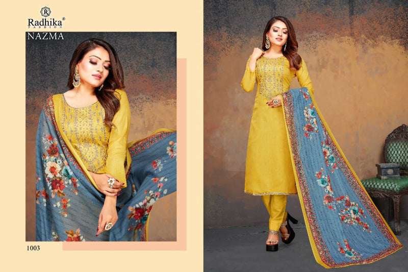 Radhika Fashion Nazma Jam Cotton With Printed Work Stylish Designer Casual Look Fancy Salwar Suit