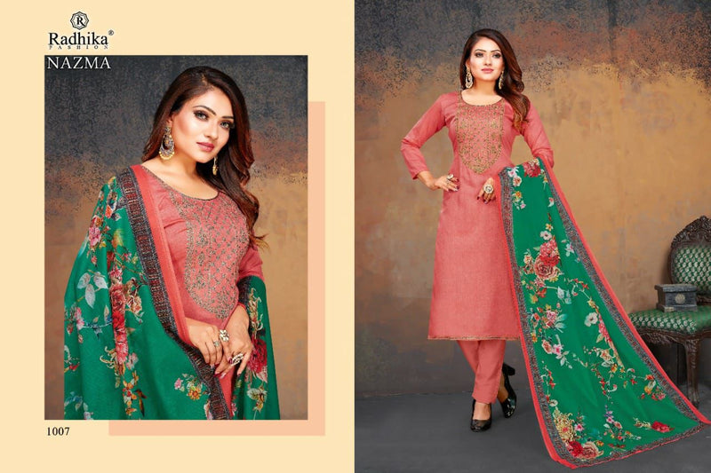 Radhika Fashion Nazma Jam Cotton With Printed Work Stylish Designer Casual Look Fancy Salwar Suit