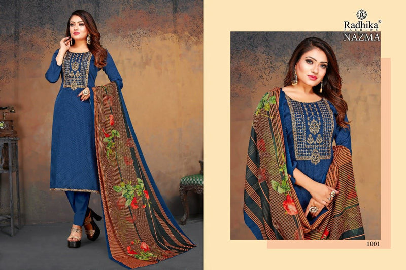 Radhika Fashion Nazma Jam Cotton With Printed Work Stylish Designer Casual Look Fancy Salwar Suit