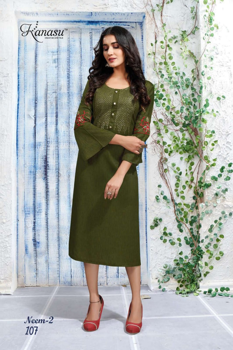 Kanasu Neem Vol 2 Rayon Fancy Casual Office Wear Kurtis