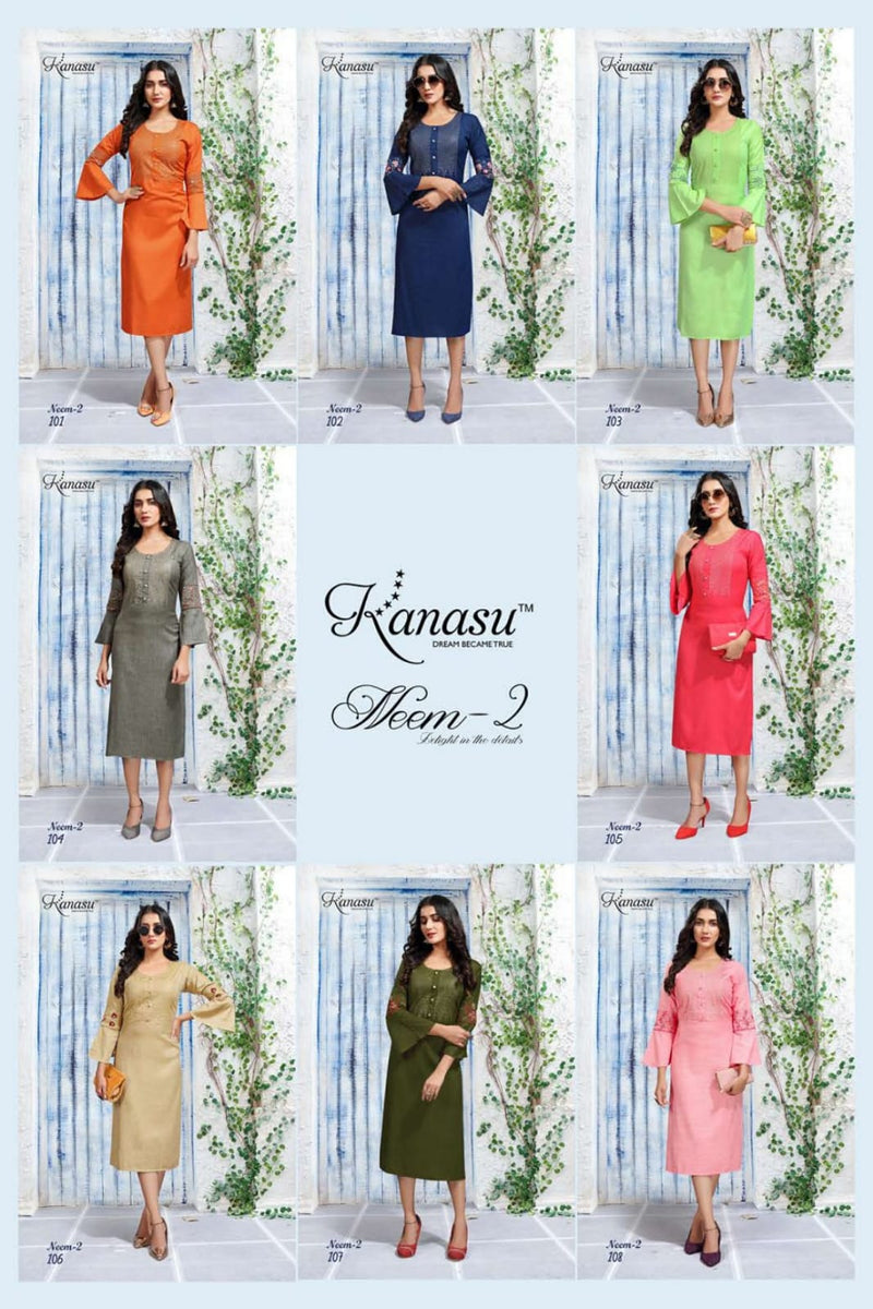 Kanasu Neem Vol 2 Rayon Fancy Casual Office Wear Kurtis