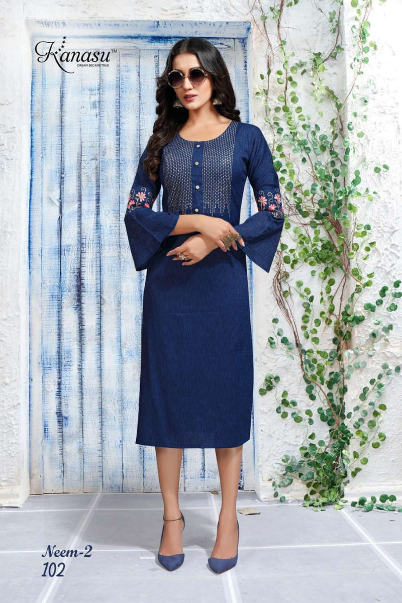 Kanasu Neem Vol 2 Rayon Fancy Casual Office Wear Kurtis