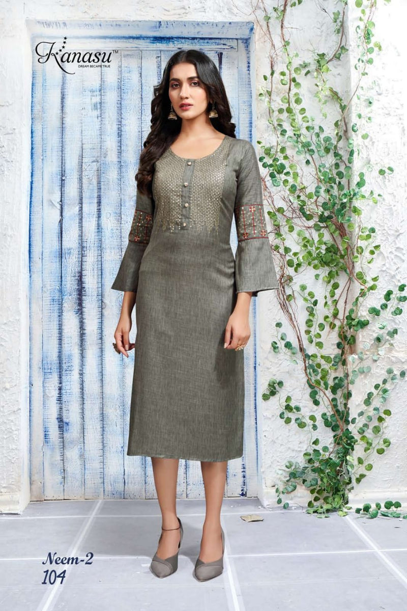 Kanasu Neem Vol 2 Rayon Fancy Casual Office Wear Kurtis