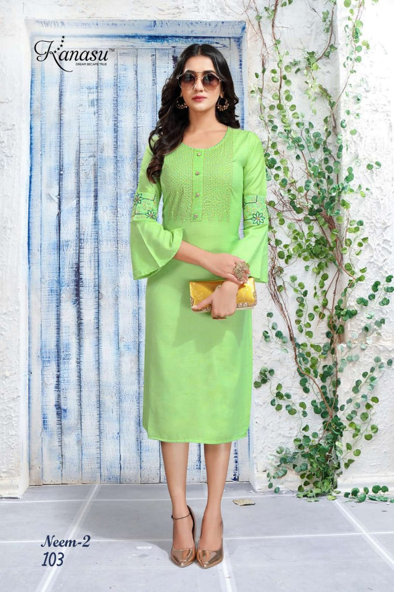 Kanasu Neem Vol 2 Rayon Fancy Casual Office Wear Kurtis