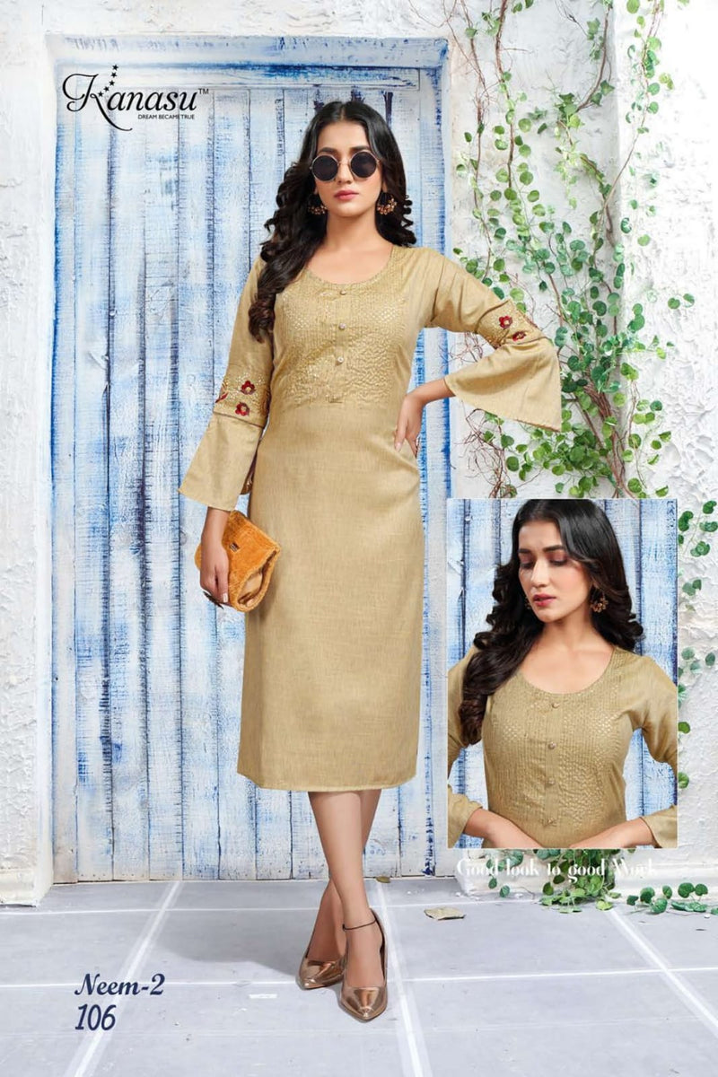 Kanasu Neem Vol 2 Rayon Fancy Casual Office Wear Kurtis