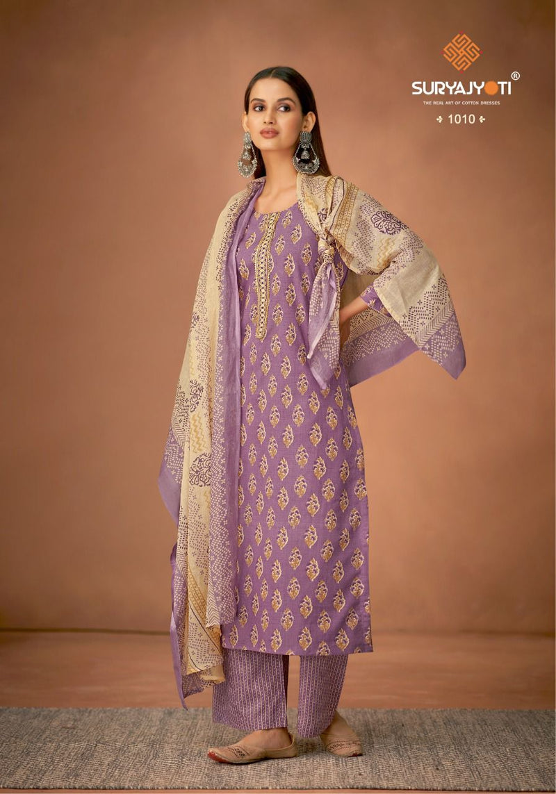 Suryajyoti Nikhaar Vol 1 Cambric Cotton Printed Festive Wear Salwar Kameez With Embroidery Work