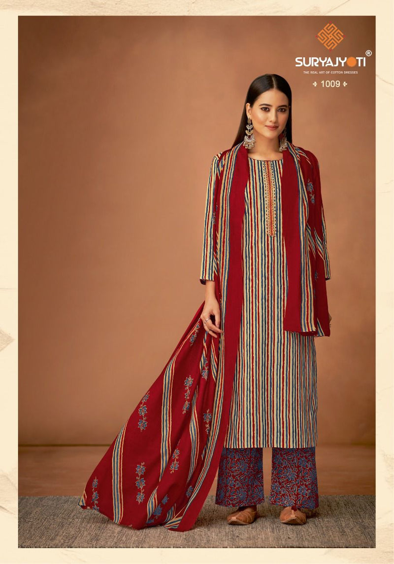 Suryajyoti Nikhaar Vol 1 Cambric Cotton Printed Festive Wear Salwar Kameez With Embroidery Work