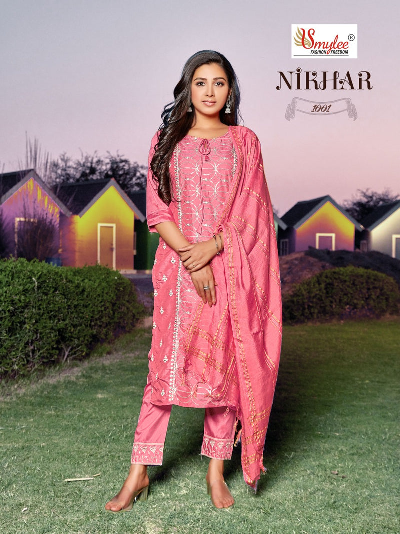 Smylee Fashion Nikhar Fiona Silk Designer Silk Fancy Stylish Party Wear Kurtis With Bottom & Dupatta