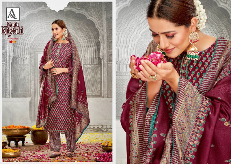 Alok Suit Niyati Viscose Silk With Fancy Embroidery Work Stylish Designer Festive Wear Salwar Kameez