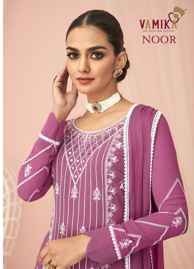 Vamika Noor Georgette With Beautiful Fancy Work Stylish Designer Party Wear Long Kurti