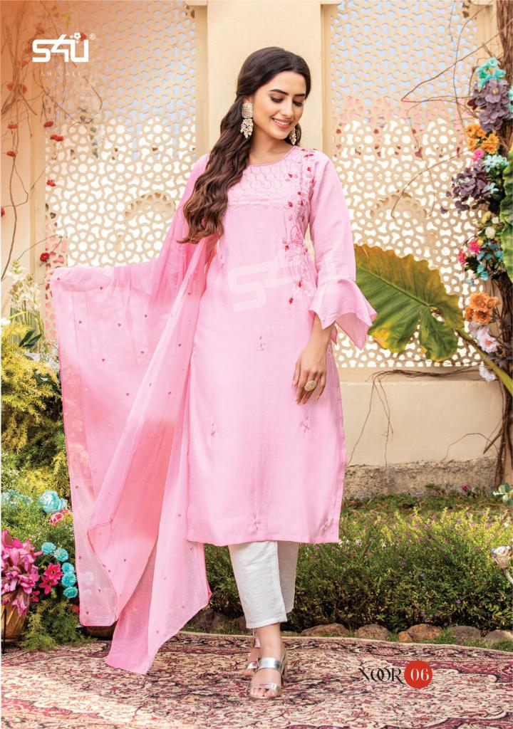 S4u Shivali Noor Chanderi Silk Designer Handwork Ready Made Party Wear Salwar Suits