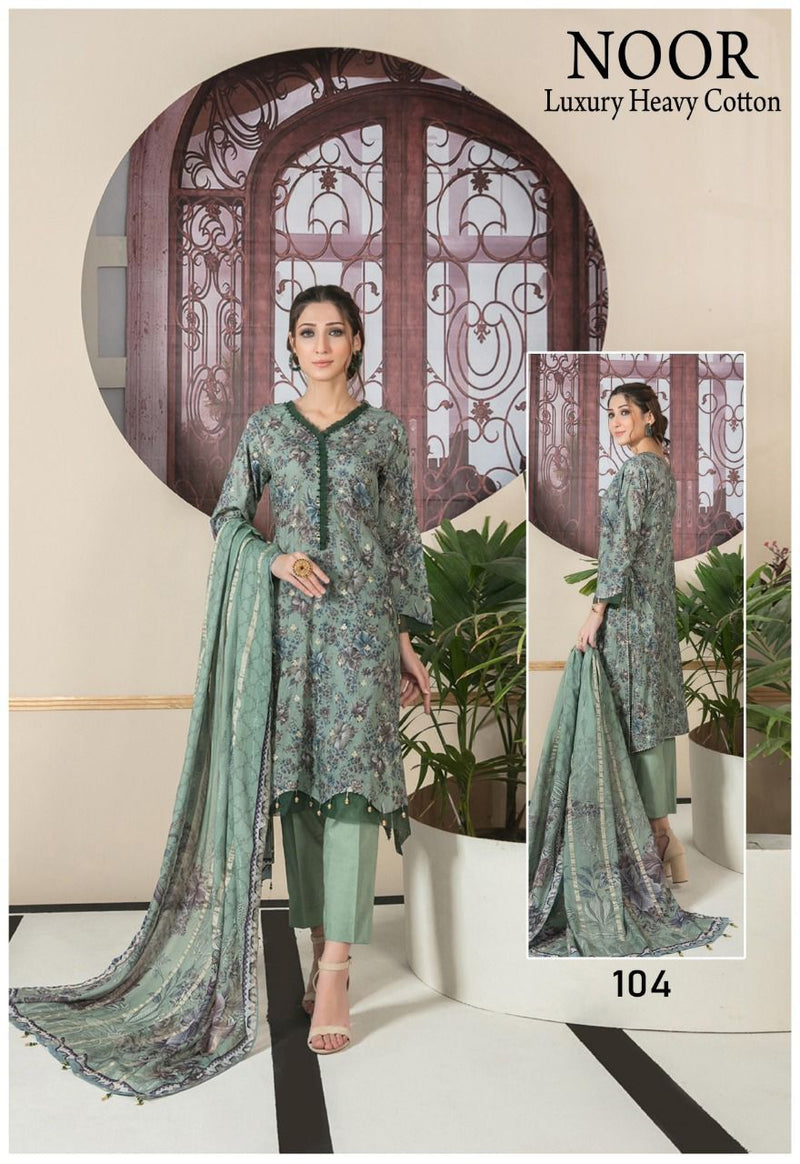 Saadia Noor Luxury Pure Cotton With Heavy Printed Work Stylish Designer Pakistani Salwar Suit