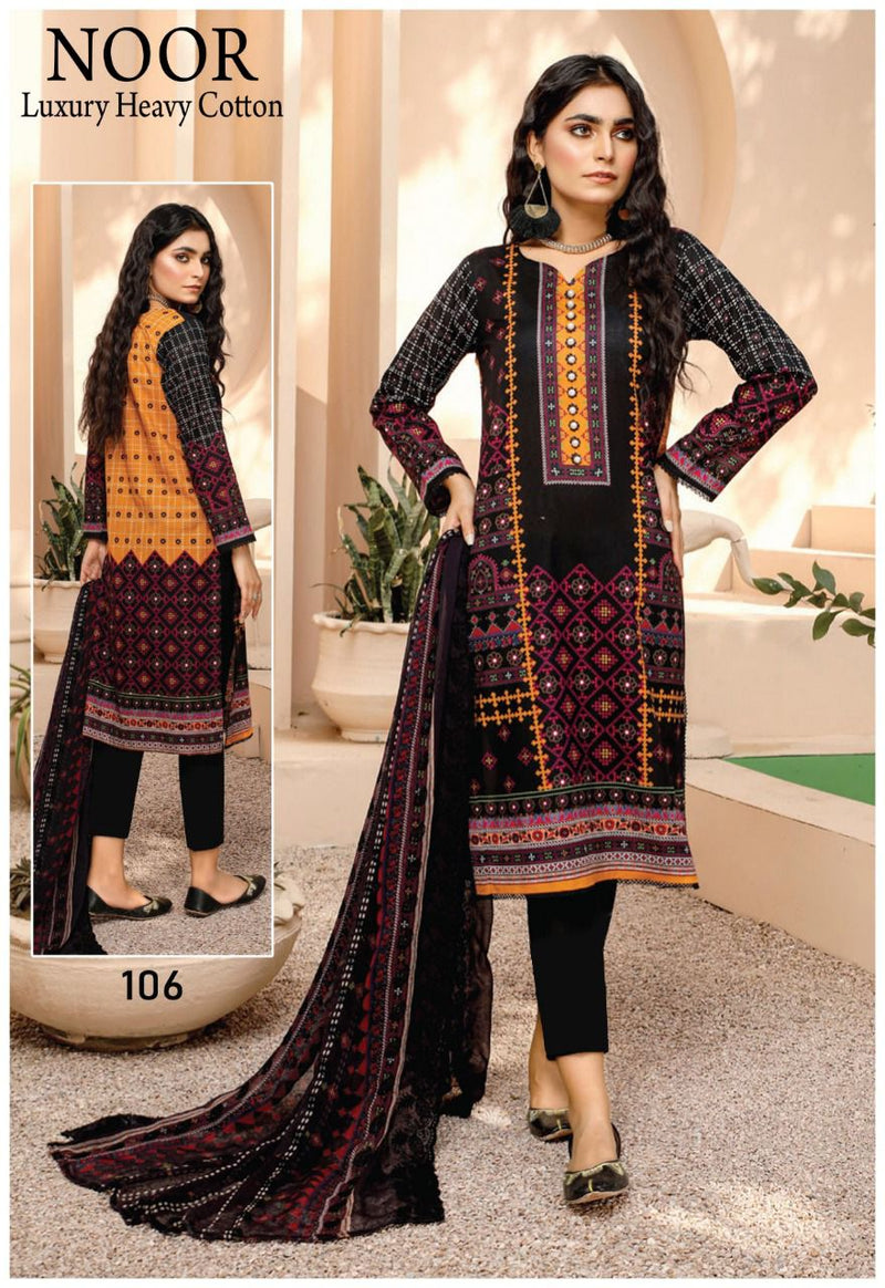 Saadia Noor Luxury Pure Cotton With Heavy Printed Work Stylish Designer Pakistani Salwar Suit