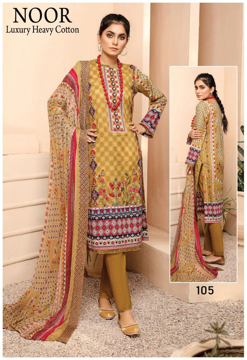 Saadia Noor Luxury Pure Cotton With Heavy Printed Work Stylish Designer Pakistani Salwar Suit