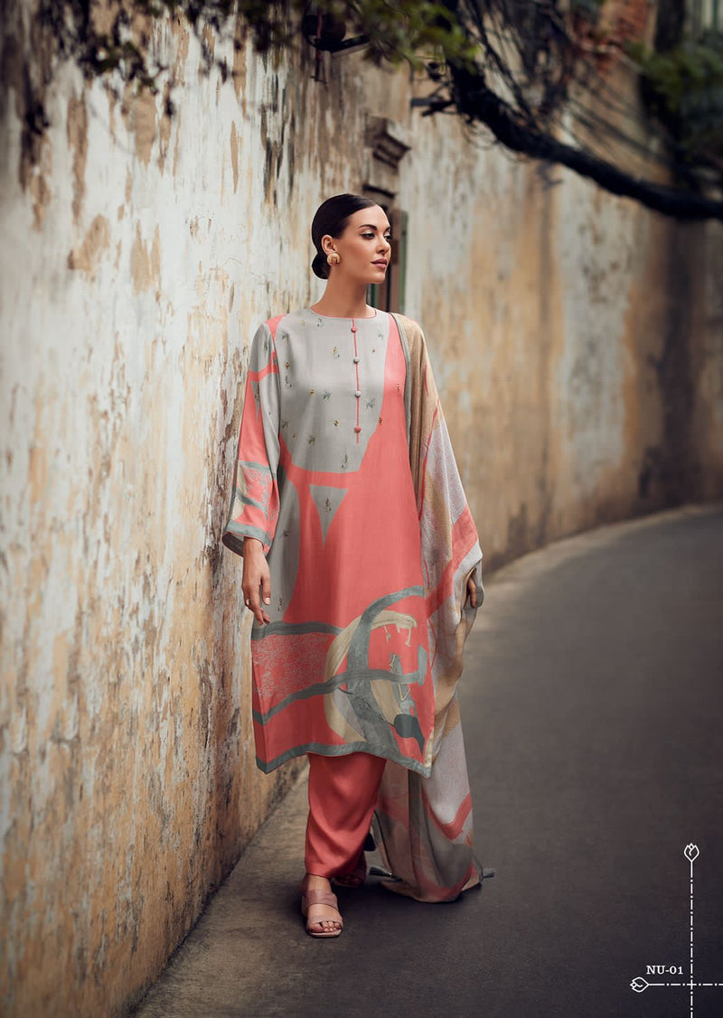 Varsha Nusrat Muslin silk With Fancy Stylish Designer Party Wear Salwar Suit