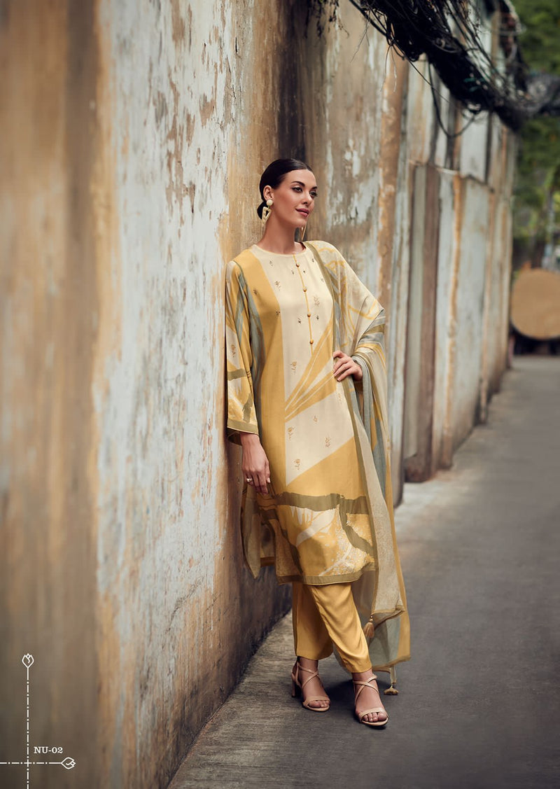 Varsha Nusrat Muslin silk With Fancy Stylish Designer Party Wear Salwar Suit