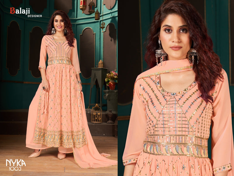 Balaji Designer Nyka Blooming Georgette Stylish Partywear Designer Salwar Kameez