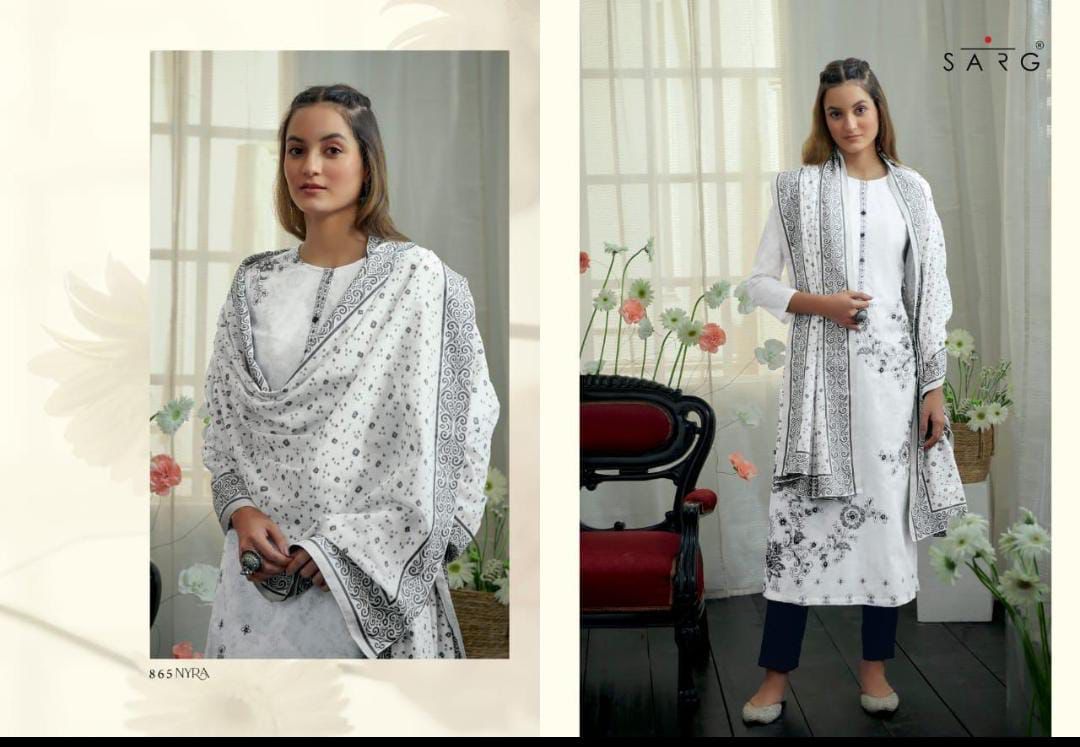 Sarg Nyra Cotton Digital Printed Party Wear Salwar Kameez With Hand Work