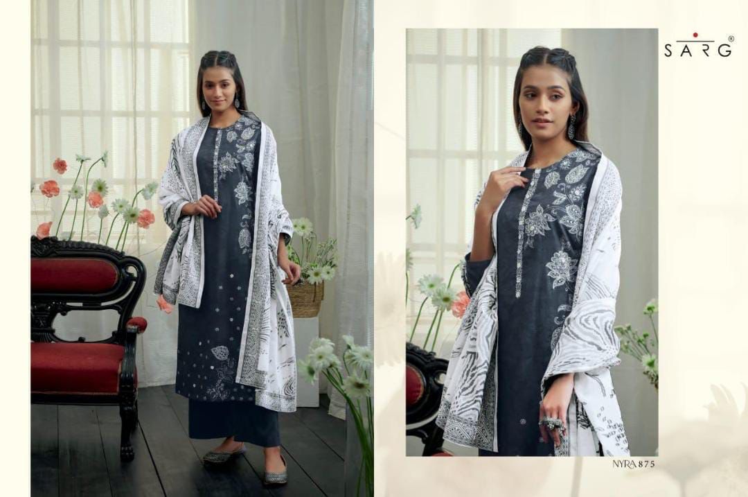 Sarg Nyra Cotton Digital Printed Party Wear Salwar Kameez With Hand Work