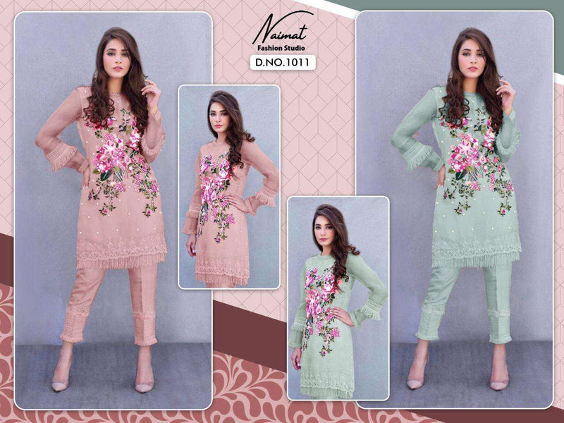 Naimat Fashion Studio Launch By Nfs 1011 Georgette With Beautiful Embroidery With Diamond Work Kurtis