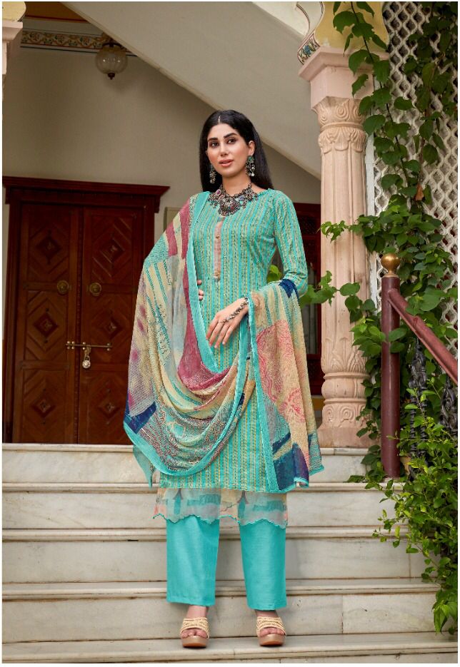 Rupali Fashion Oreo Jam Satin Printed With Heavy Embroidery Work stylish Designer Salwar suit