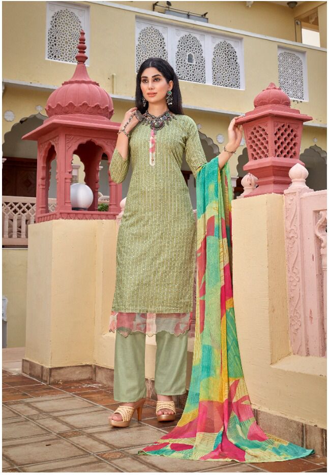 Rupali Fashion Oreo Jam Satin Printed With Heavy Embroidery Work stylish Designer Salwar suit