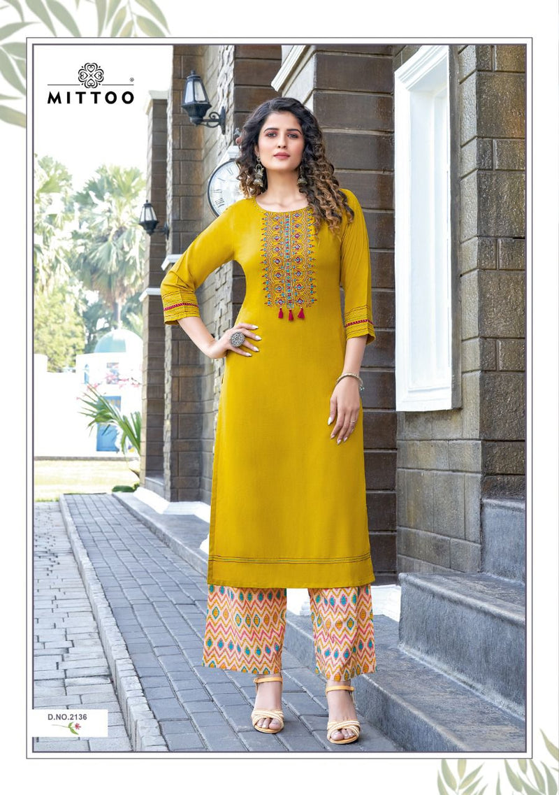 Mittoo Panghat Vol 21 Rayon Fancy Stylish Party Wear Kurtis With  Bottom