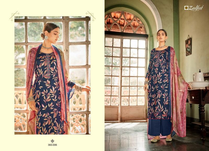 Zulfat Designer Suits Pankhudi Jam Cotton Festive Wear Salwar Suits With Digital Print