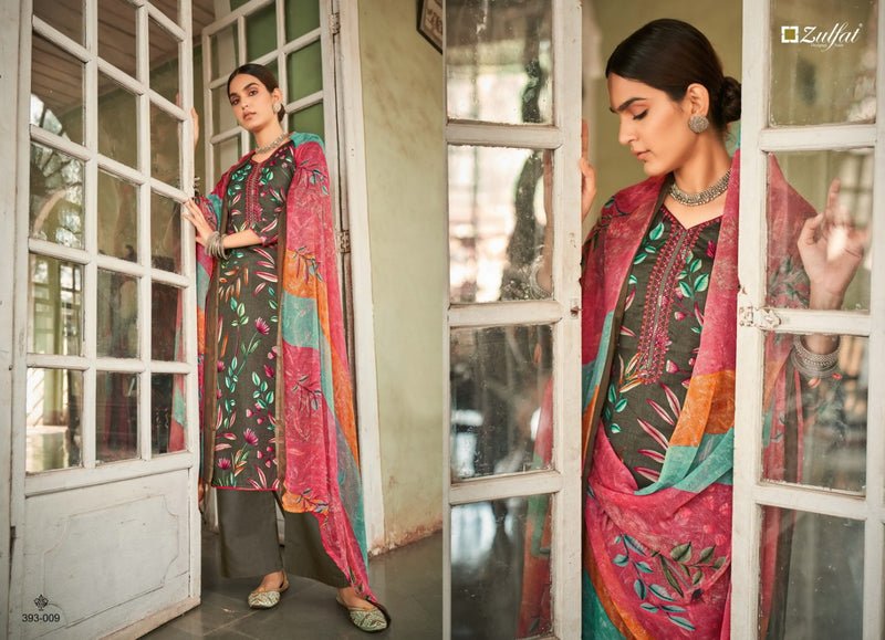 Zulfat Designer Suits Pankhudi Jam Cotton Festive Wear Salwar Suits With Digital Print