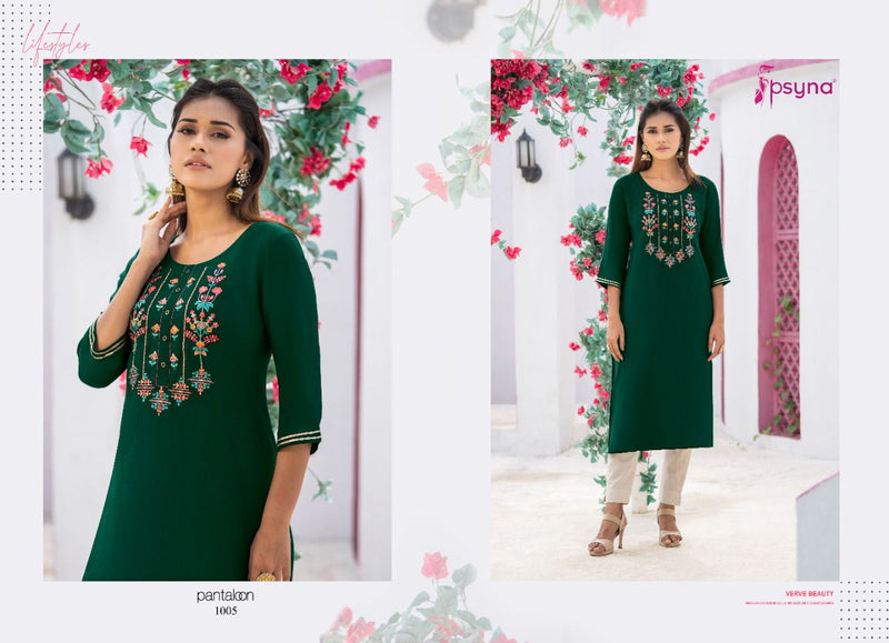 Psyna Pantaloon Rayon Fancy Stylish Party Wear Straight Kurtis